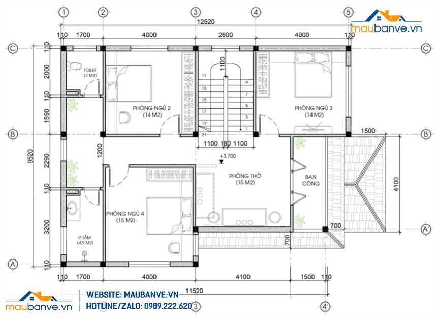 Sống tinh tế cùng mẫu thiết kế biệt thự mái thái Bình Dương M117